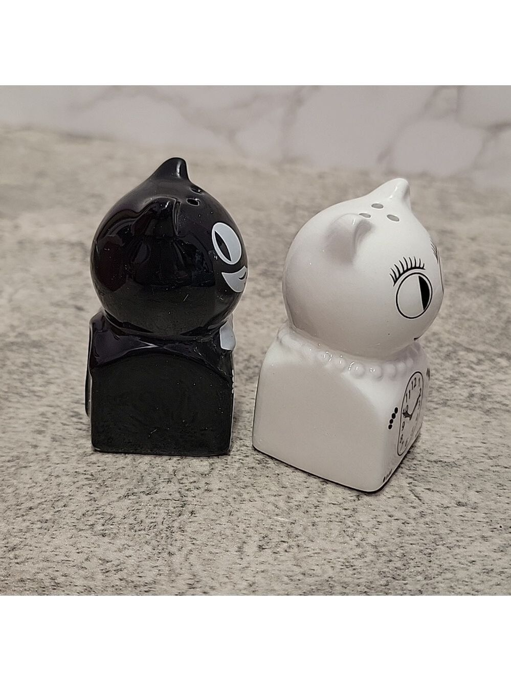 Kit Cat Klock Clock Salt & Pepper Shakers Hand Painted Ceramic - Picture 6 of 7